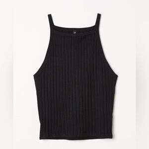 Divided H&M Ribbed Strappy Top M Black Elevated Basic Knit High Neck Capsule 90s